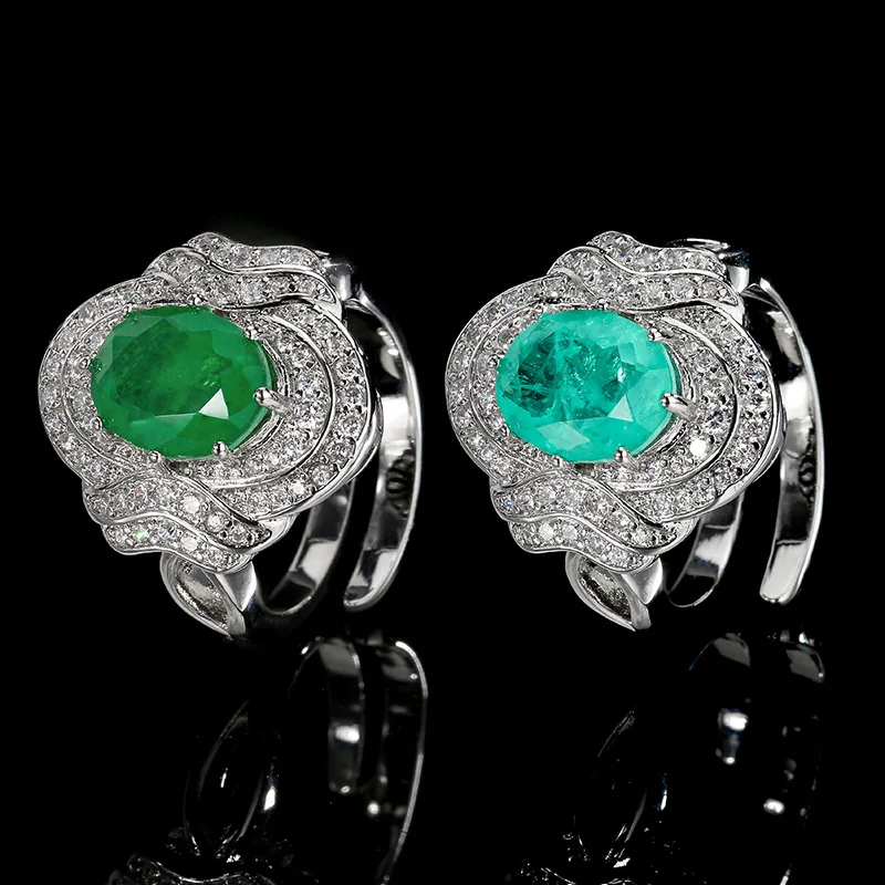 

Elegant Adjustable Size Emerald Green Oval Cocktail Ring Vintage Ornate Design with Sparkling CZ Statement Jewelry for Women