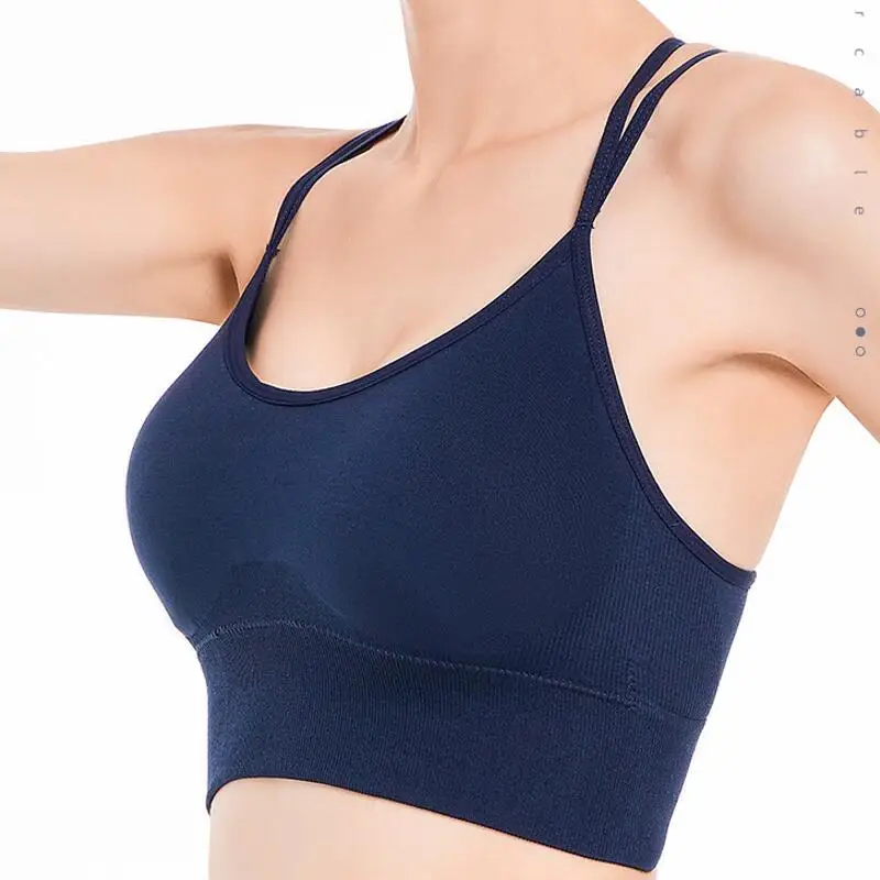 women yoga wireless cross back sports bra quick dry shock proof fitness push up yoga running bra active sportswear vest top