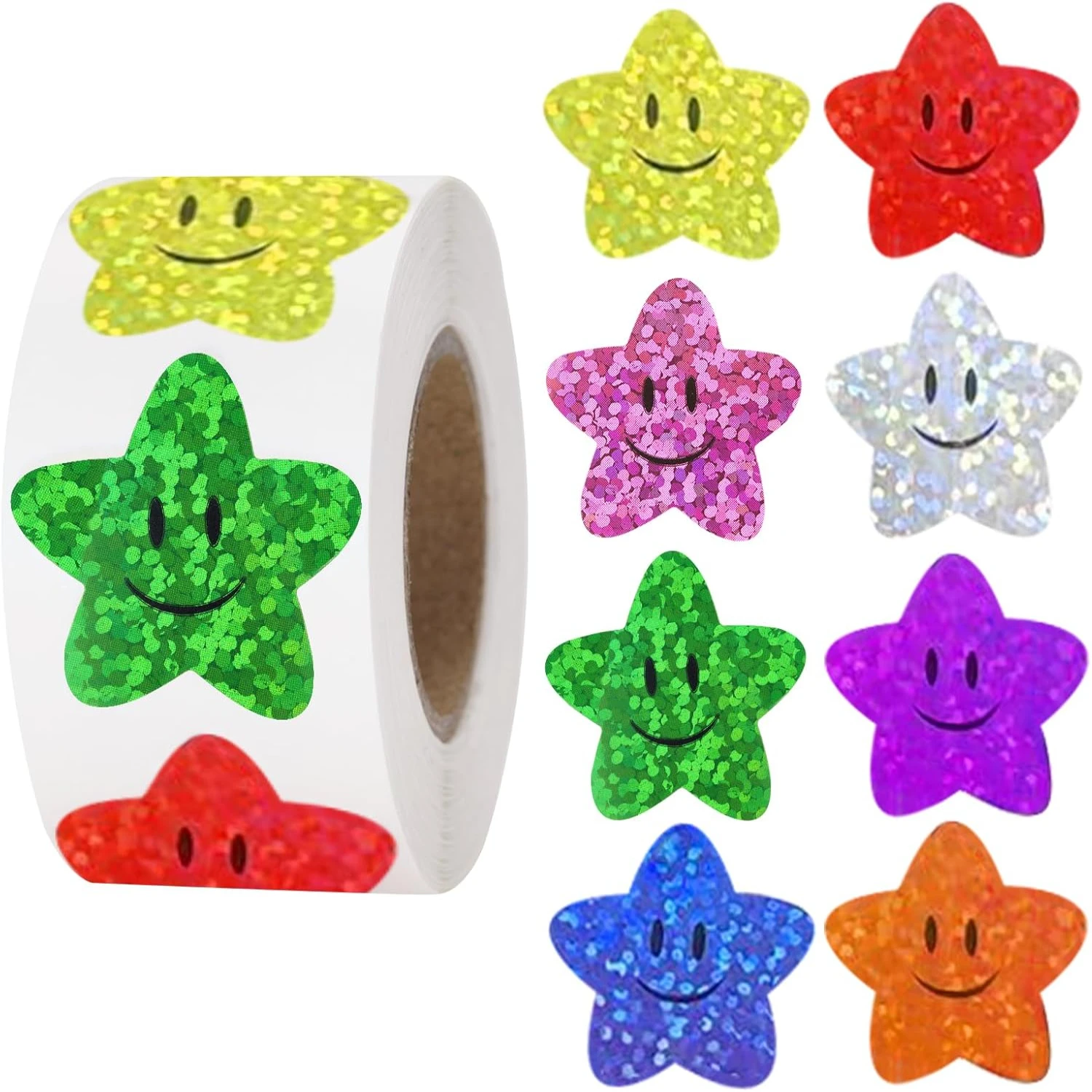 Star Stickers,Star Stickers for  Reward,500Pcs 1Inch Starry  Star Stickers Roll,Self-Adhesive  Shiny Star Stickers Labels for DI