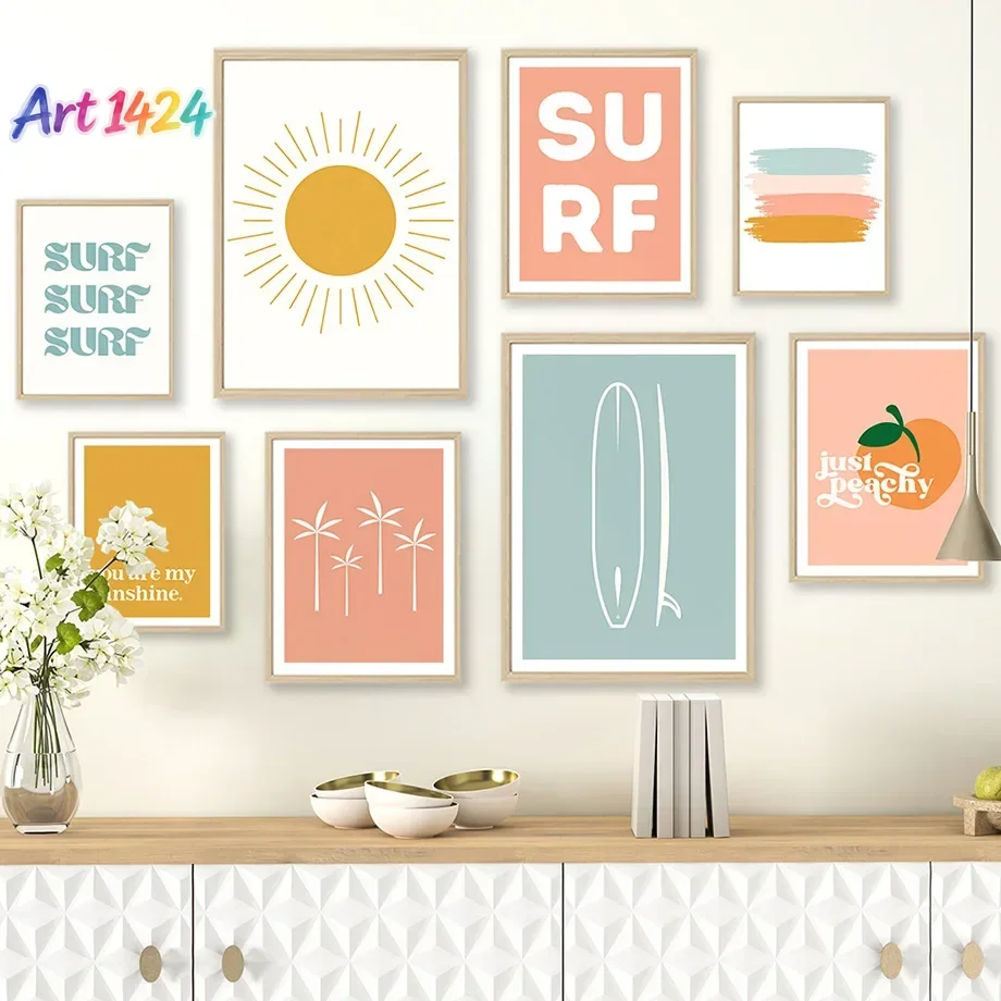 Boho Surf Beach Minimalist Wall Art Canvas Painting Posters And Prints Nursery Wall Pictures For Surfer Boy Room Bedroom Deco