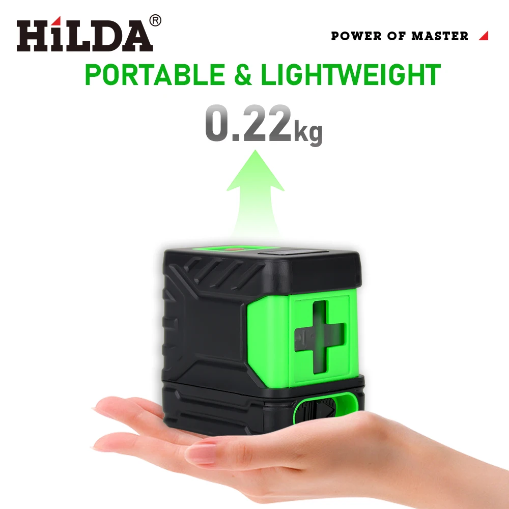 HILDA 2 Lines Laser Level Self Levelling Green Beams New Style Laser Horizontal & Vertical Cross-Line