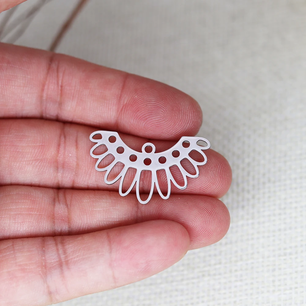 3pcs/Lot Stainless Steel Half Round Flower Accessories DIY Jewelry Making For Bracelets Earring Necklaces For Party Gift