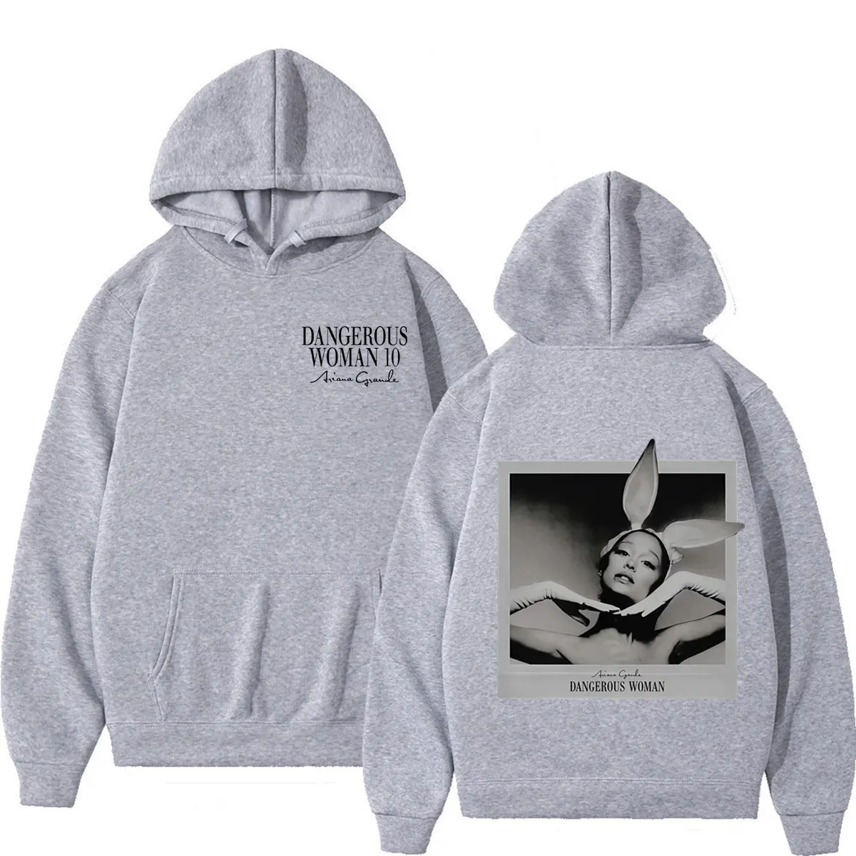 Herren Damen Navy Ariana Grande Hoodie Dangerous Woman Porträt Grafik Sweatshirt Pop-Musik-Fan-Merch Lässiger Kapuzenpullover – Detail 4