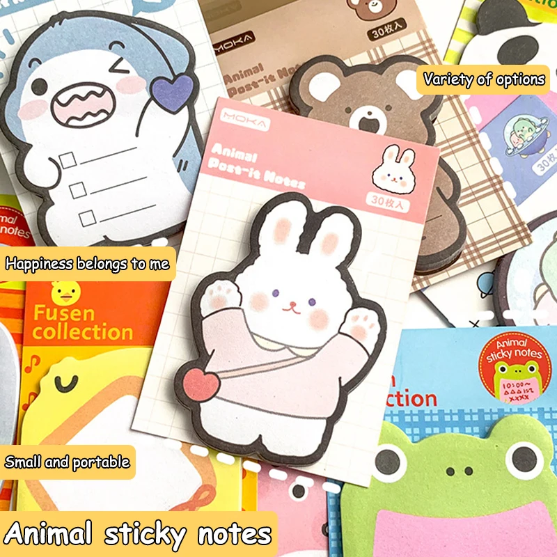 25/30/45PC Cute Animal Butt Sticky Note Memo Pad segnalibro Kawaii Penguin Rabbit Cow Bear Sticker Office School Supply cancelleria