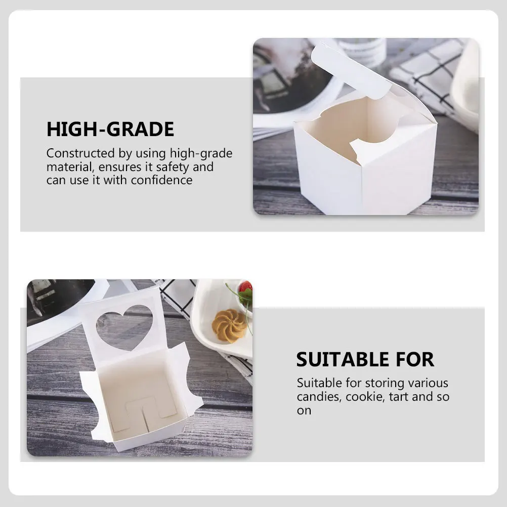 20 stuks hartvormige taartdozen mini individuele papieren cupcake dozen bruiloft dessert snoep verpakking kleine snoep container