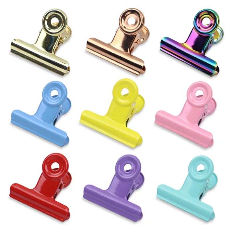 6Pcs 50mm 38mm 31mm 22mm Round Metal Clamp Paper Clips Student School Office Supplies Stationery Binder Clips Random Color