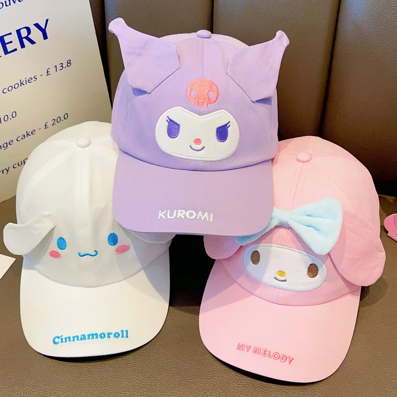 Gorro de dibujos animados Sanrio Hello Kitty Kuromi My Melody para niños, gorros de sol Kawaii, protector solar de viaje, gorra de béisbol para niña, regalo para niños