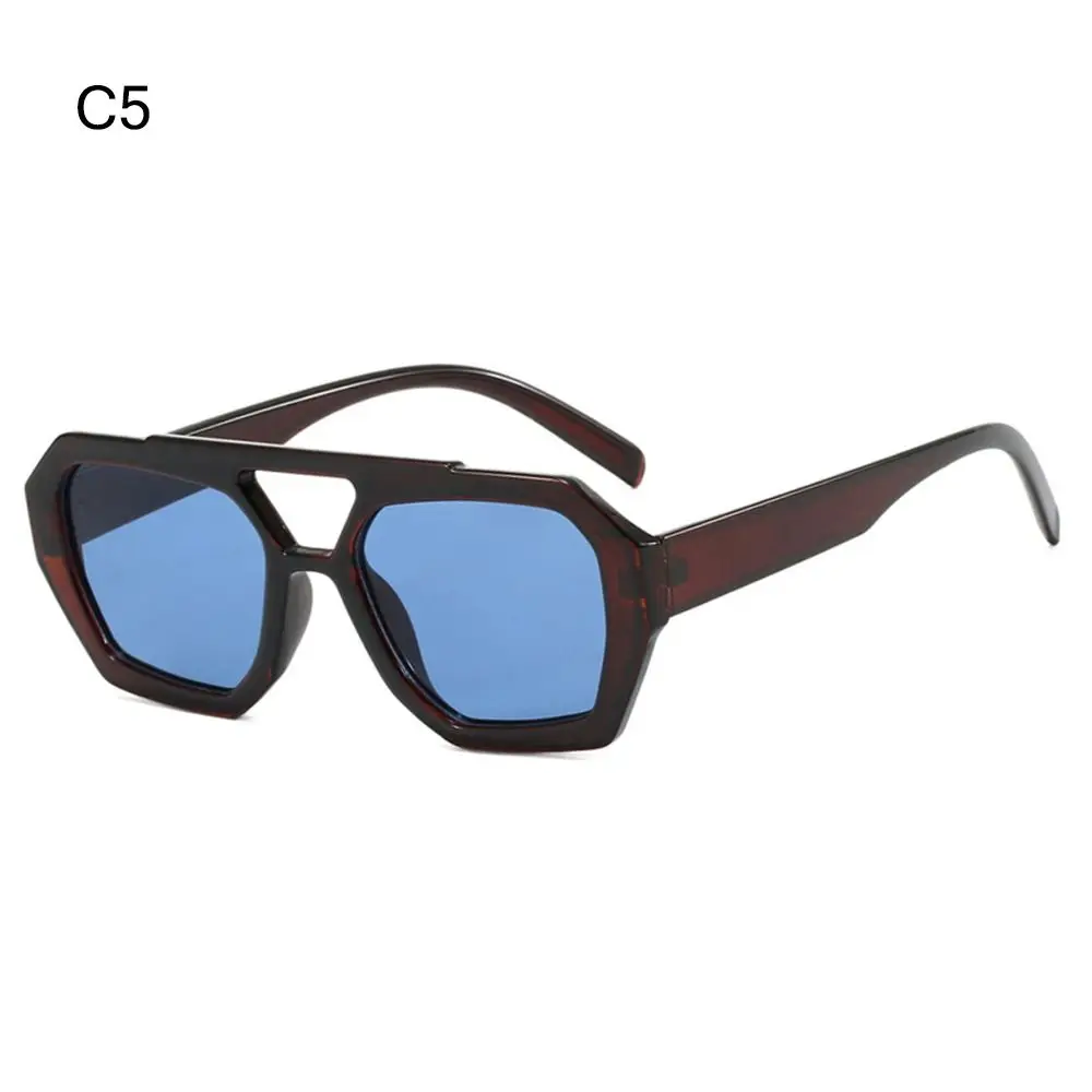 

Шестиугольные солнцезащитные очки для вождения. Дизайнерские квадратные солнцезащитные очки с двойной перемычкой. Защита UV400. Толстые очки в оправе.