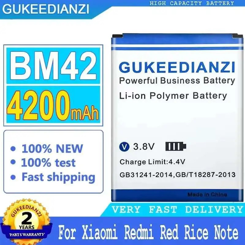 

For Xiaomi Redmi Red Rice Note Durable Mobile Phone Battery 4200Mah Premium Replacement BM42