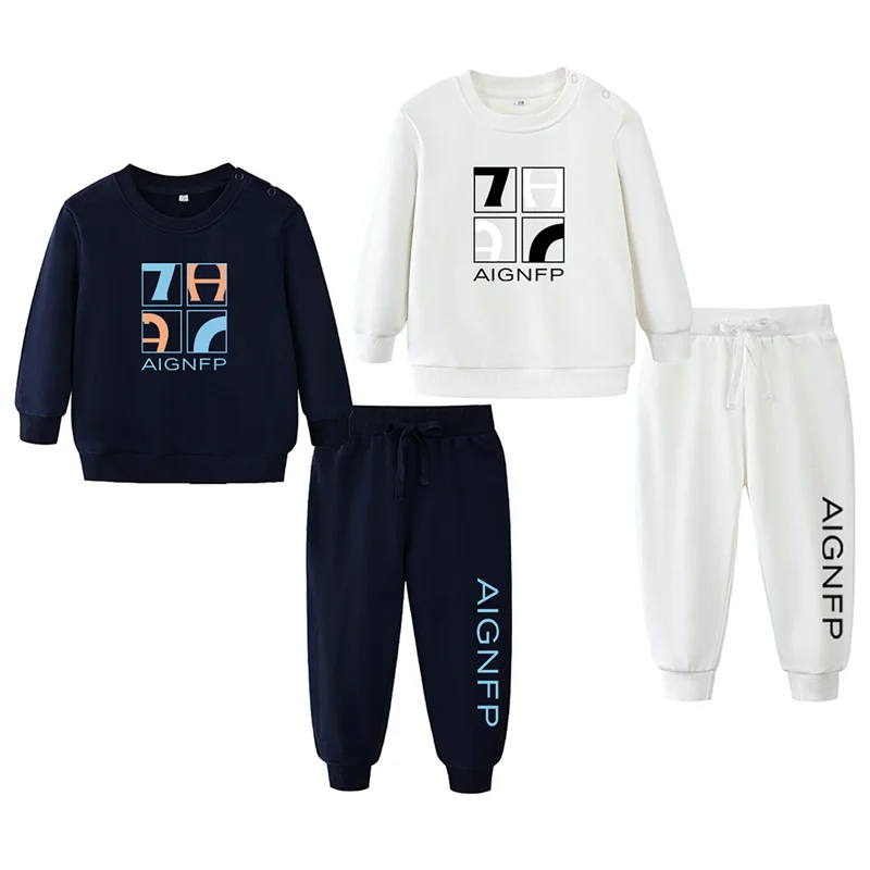 新生児服スウェットシャツセット秋のファッションベビー長袖プルオーバー綿幾何学プリントトップスパンツセット幼児着用