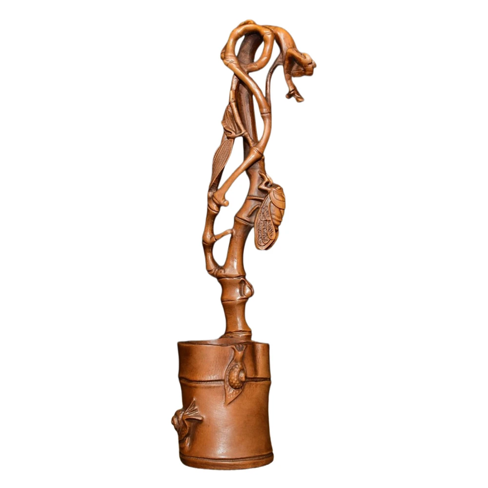 Pièce de décoration en bois sculpté à la main, porte-stylo en bois, porte-brosse, cigale en bambou, ambiance, réalisation de la prospérité, succès révolutionnaire