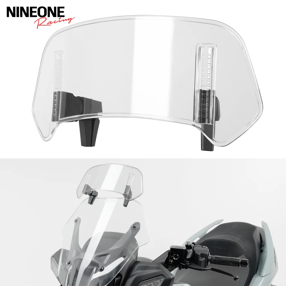 

Universal Motorcycle Windshield Clear Adjustable Heightened Windscreen Deflector Clamp-On Fit for Cruiser Touring Retro Scooter