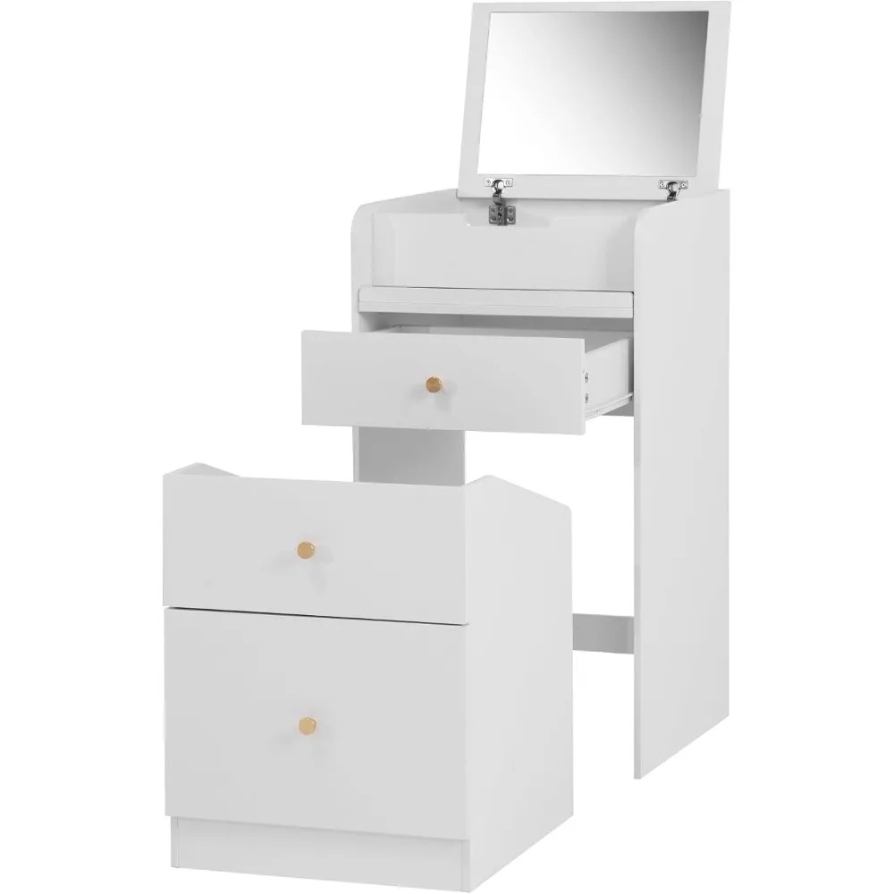 زوج من طاولات النوم البيضاء الحديثة مع أدراج مزدوجة ورف مفتوح لغرفة النوم، يتميز بأقمصان زجاجية مقسى #6