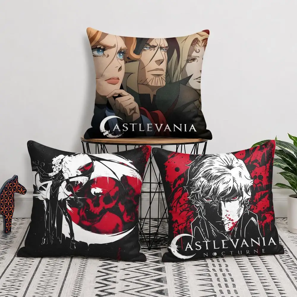 C-Castlevania Anime Cushion Cover Short Plush Soft Double-Sided Printing Pillow Case Cozy Sofa Bedroom Home Decor Gift