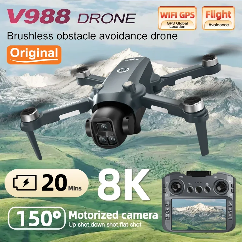 Original V988 Camera Drone 8K Professional Dron 4K With Screen Under 249g Remote Control  Brushless RC Quadcopter Toys New