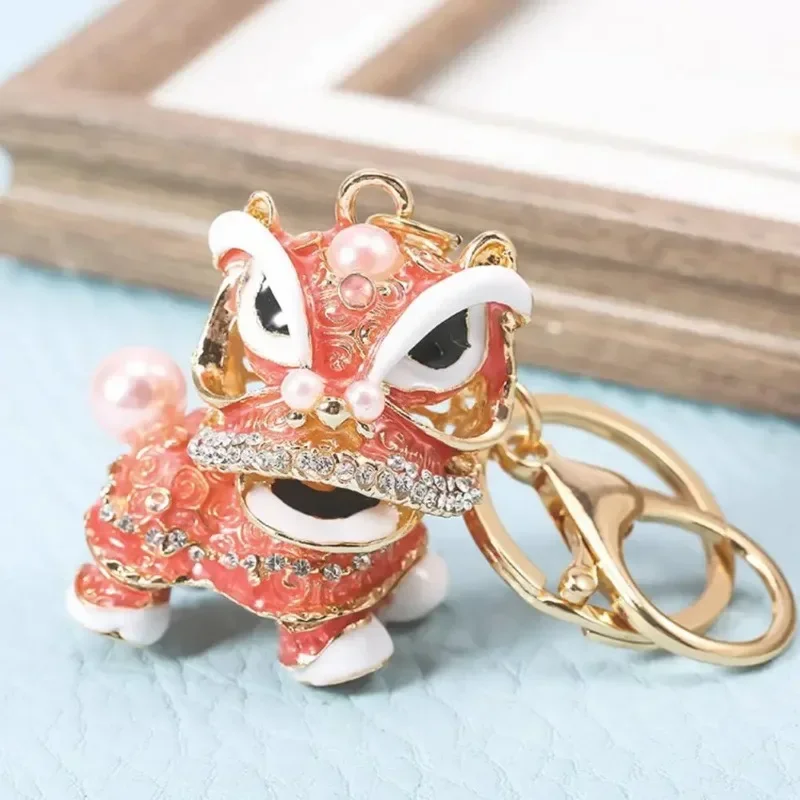1PC 3D Delicate Lion Dance Keychain Pendant Bag Charm Easy-Carrying Decorative Accessory