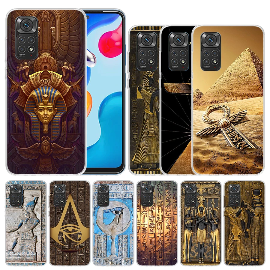 Egypt Nefertiti Anubis Ankh Pharaoh Soft Cover for Xiaomi Redmi Note 12 11S 11T 11E 10S 10 Pro Print Phone Case 11 9S 9 9T 8 8T