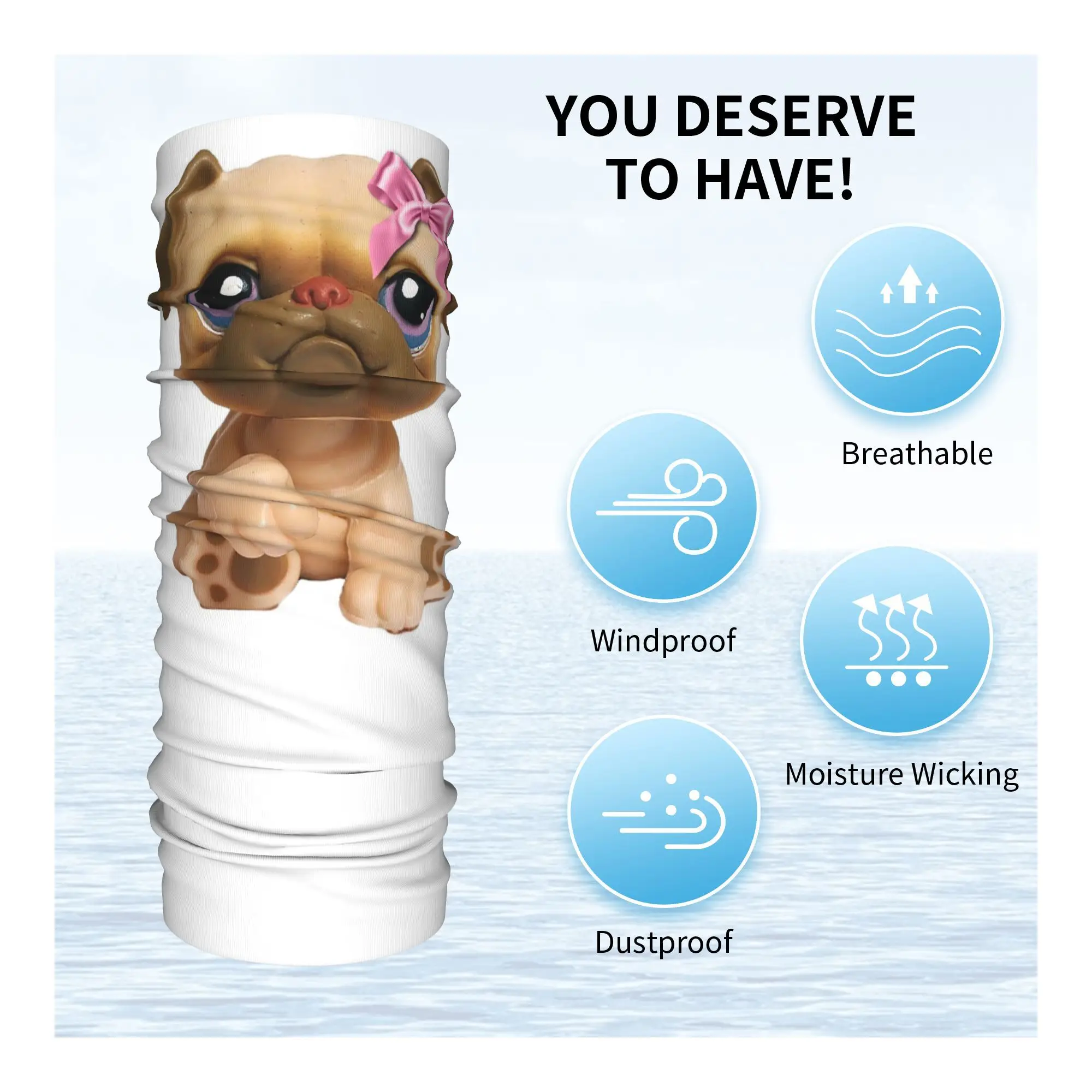 Coquette Littlest Pet Shop LPS Bulldog 451 Bandana Leher Gaiter Masker Cetak Syal Multifungsi Balaclava Berkendara