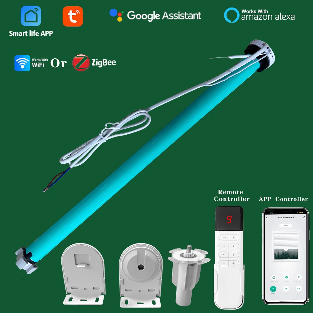 LifeLibero Tuya Zigbee Or Wifi Smart Curtains Motor Roller Blinds For Windows Automatic Shade System Remote Voice Control Alex