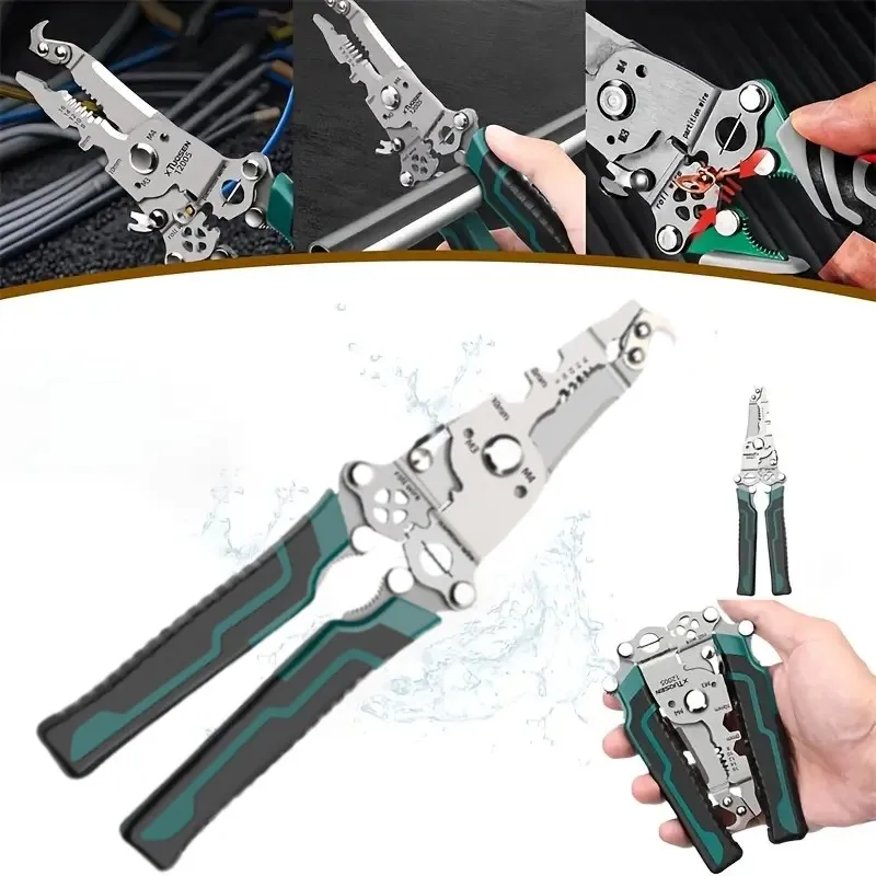 1pc Foldable Wire Stripper with Hook Cutter Quick Stripping & Cutting Screwdriver&Wrench-Carbon Steel,Ideal for DIY,Home