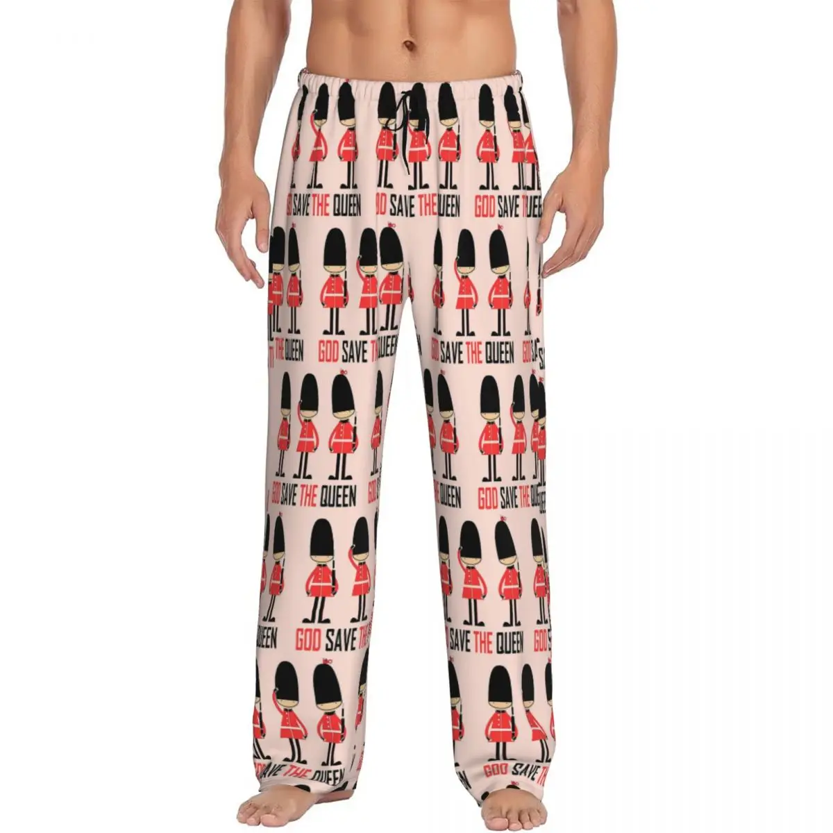 London Queen Guard United Kingdom Soldier Retro British Souvenir UK Pajama Pants Men Sleepwear Sleep Lounge Bottoms with Pockets