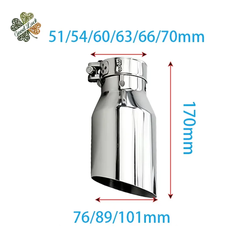 1 General-purpose stainless steel single-layer straight-edge angled outlet for car exhaust pipe - Car muffler tailpipe tail end 5