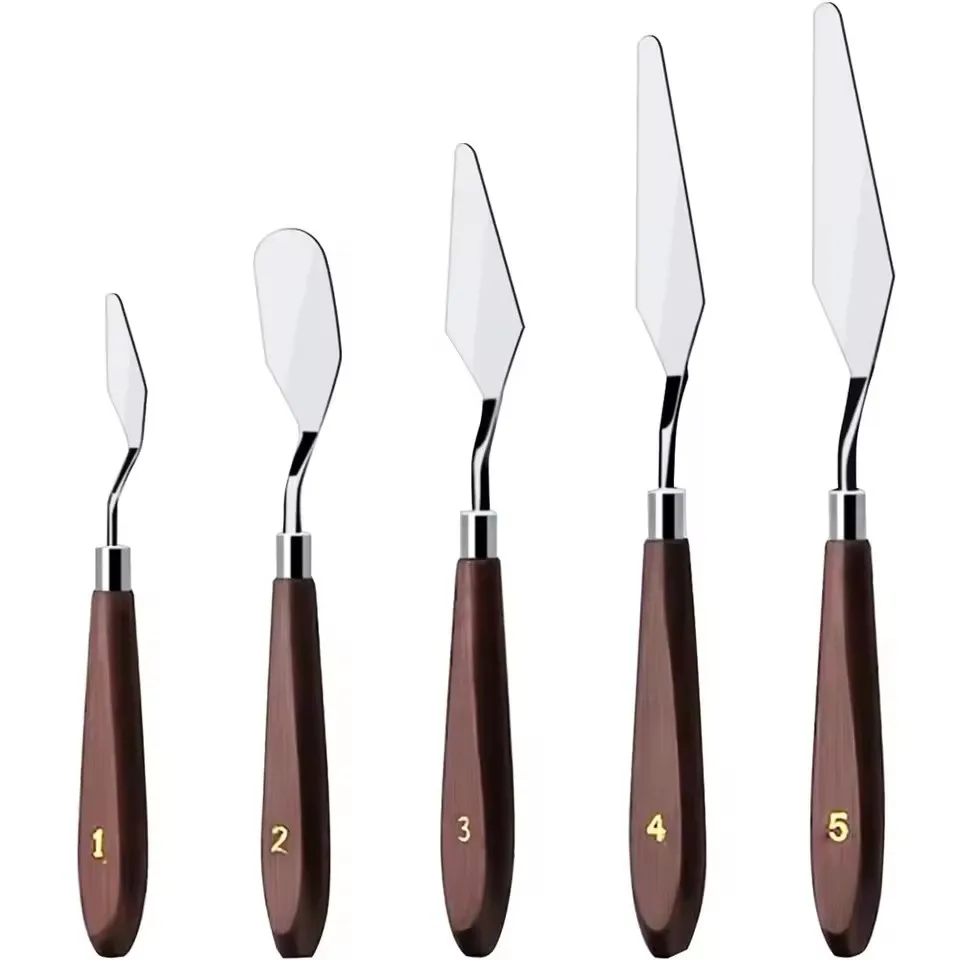 

5Pcs Smoother Spatula Cake Knife Stainless Steel With Wood Handle Butter Cream Icing Frosting Kitchen Knife DIY Cake Tools