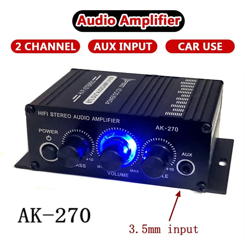 

Hi-fi стерео усилитель мощности AK270, аудио для автомобиля, караоке, домашнего кинотеатра, 2-канальный усилитель звука класса D, с поддержкой USB, SD, AUX-входа