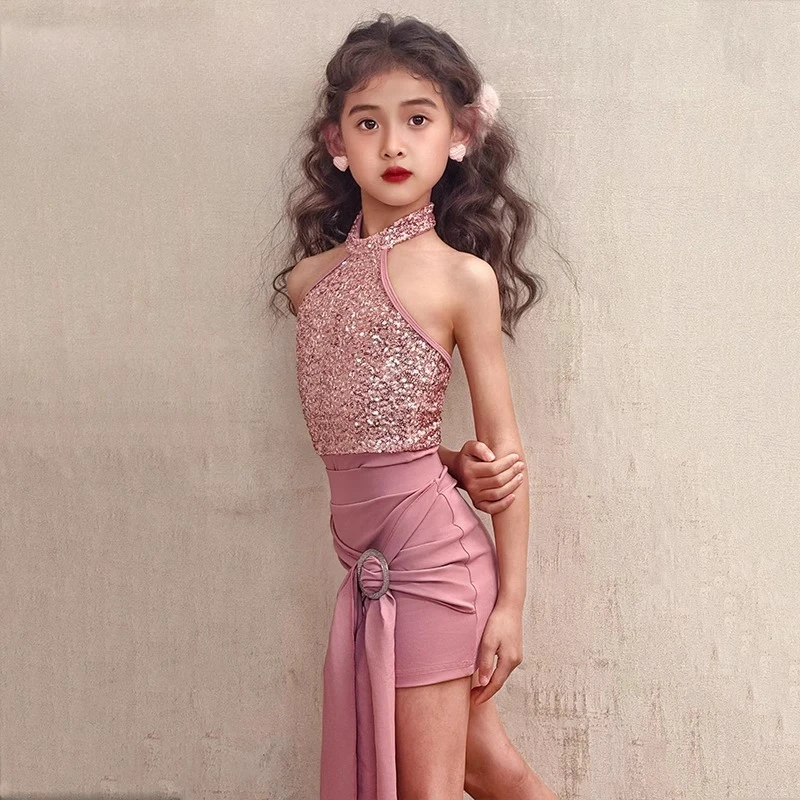 

Children Professional Latin Dance Dress for Girls Ballroom Dance Competition Dresses Rumba Cha Cha Salsa Modern Practice Dress