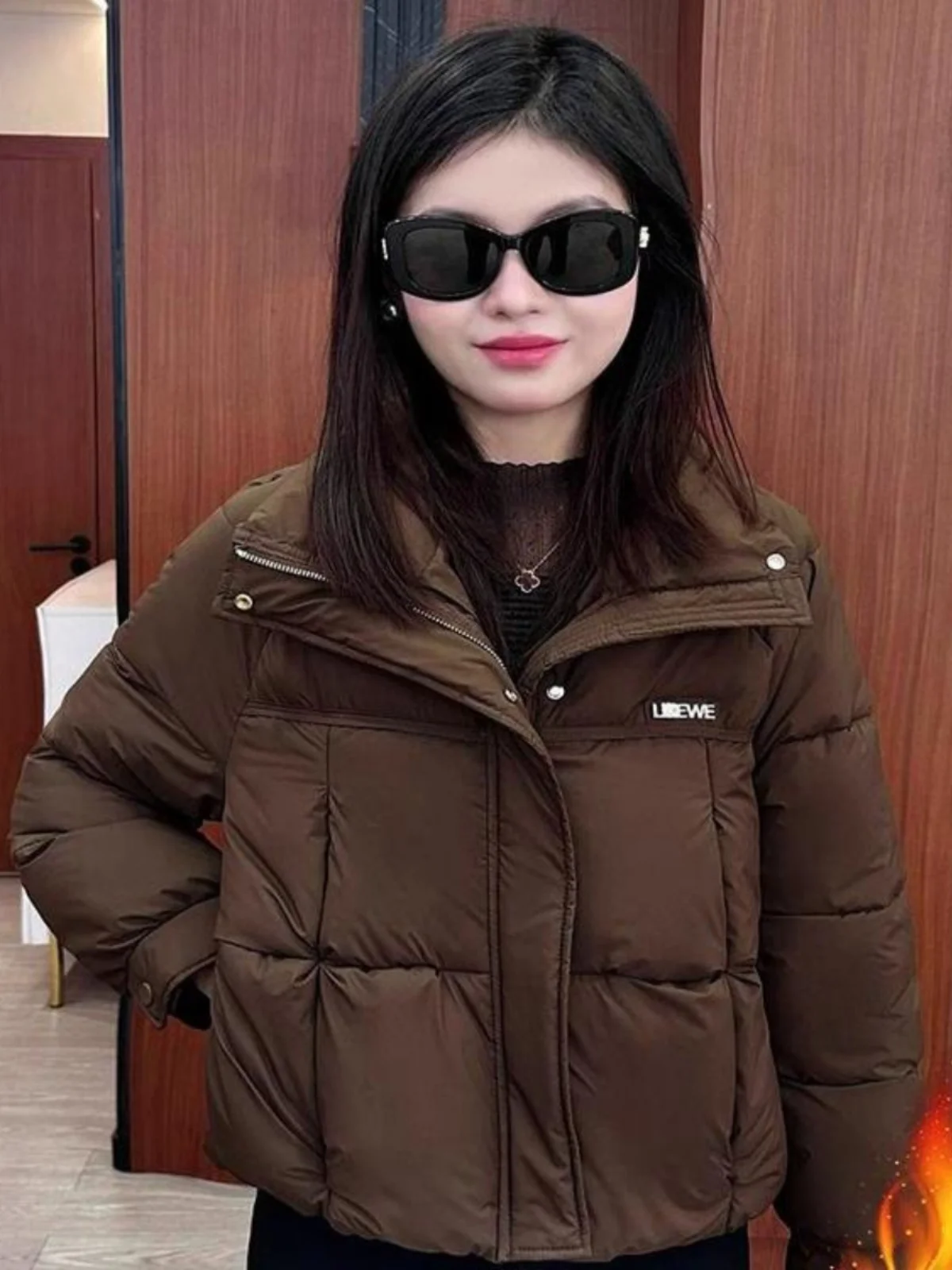 

Women's Cotton Padded Jacket Thickened Short down Coat Korean Style Bread Cotton Coat Winter Fashion Small Size Short Outerwear