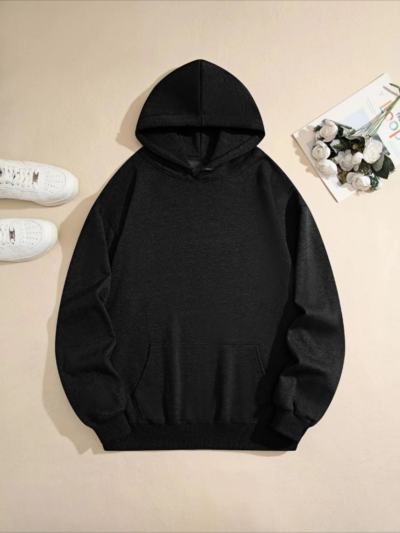 Stampa di lettere di palma Felpa con cappuccio comoda per l'autunno e l'inverno quotidiana, casual, sportiva, girocollo, da donna, a maniche lunghe