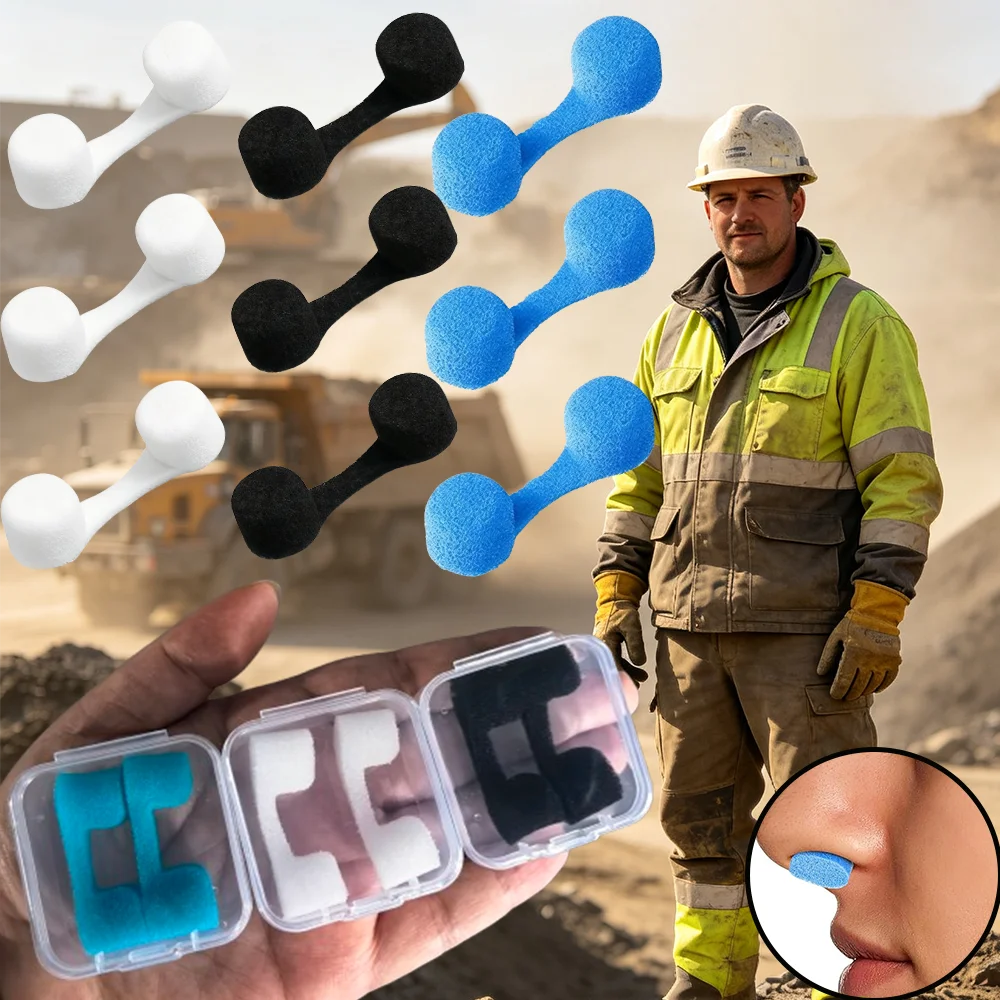 2pcs boxed invisible sponge nose plugs, for dust and pollen, breathable and washable. Suitable for preventing second-hand smoke in offices, cleaning dust, construction site dust, sawdust, mining dust, everyday pollen, bacteria, dust, fine hair, etc