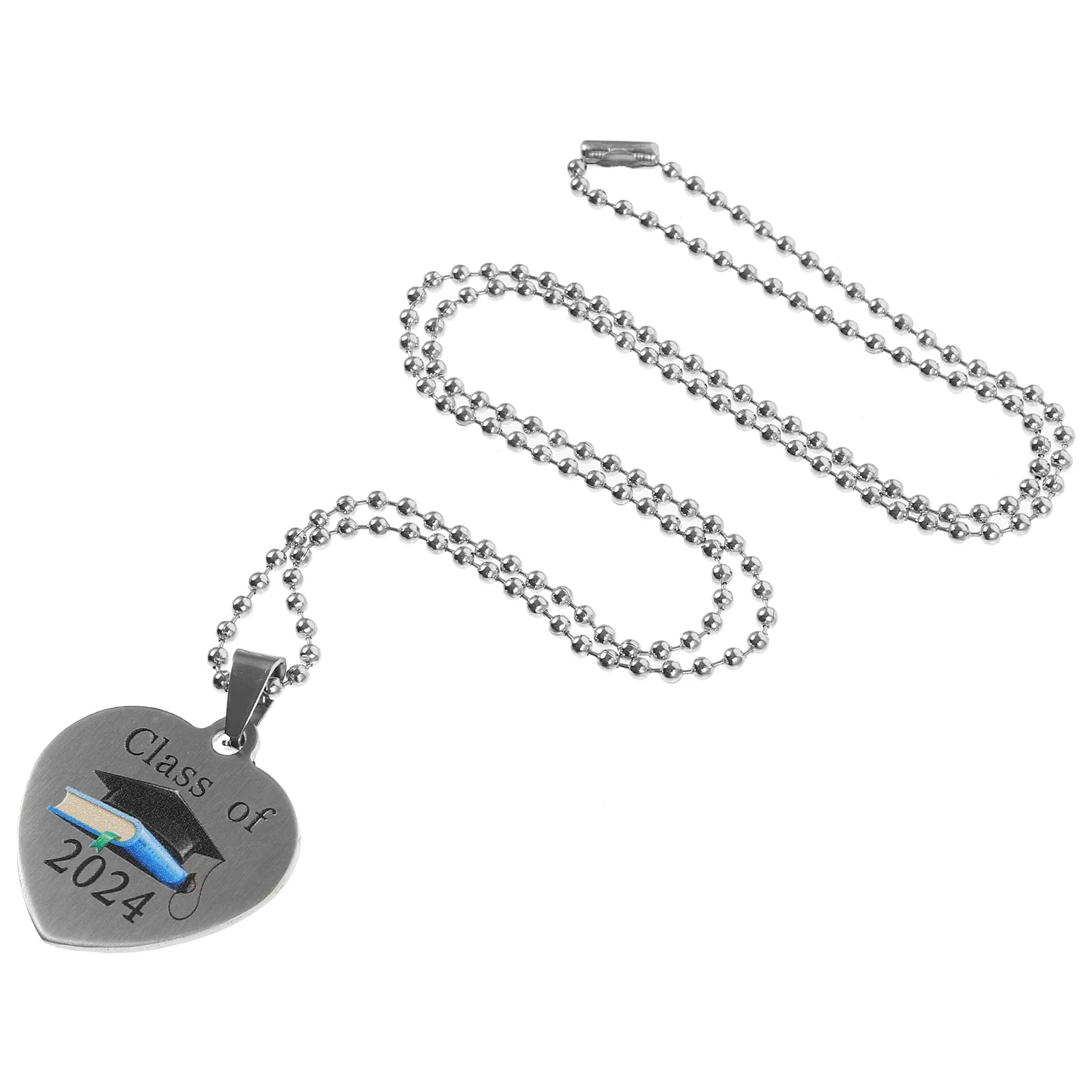 

Class Of 2024 Heart Pendant Necklace Graduation Gift Jewelry Lightweight Chain For Women Grad Theme Party Decor