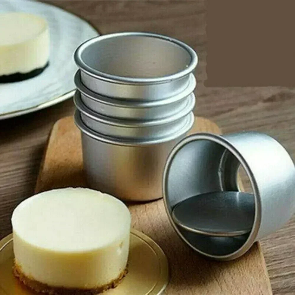 

6 DIY 2'' Mini Cake Pan Removable Bottom Aluminum Alloy Round Cake Molds Baking Essential Tool For Home Kitchen Family Activity