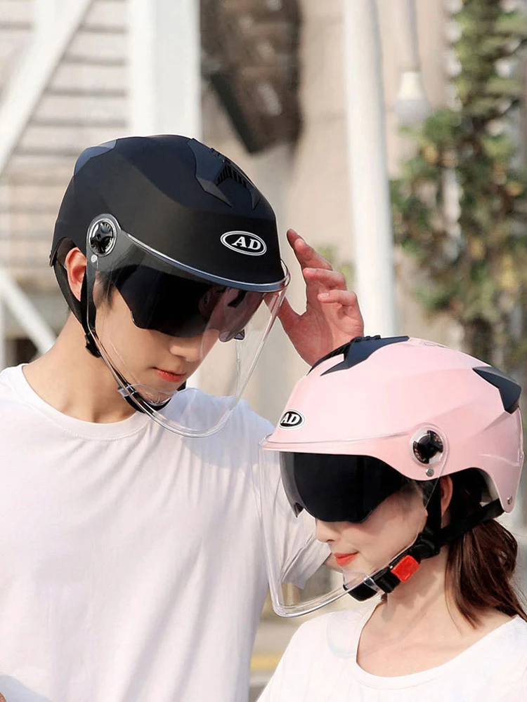 AliExpress Motorcycle Helmets With Led Lights Moped Helmet Electric Scooter for Men Women With Double Visor Rechargeable Bicycle Light Bike