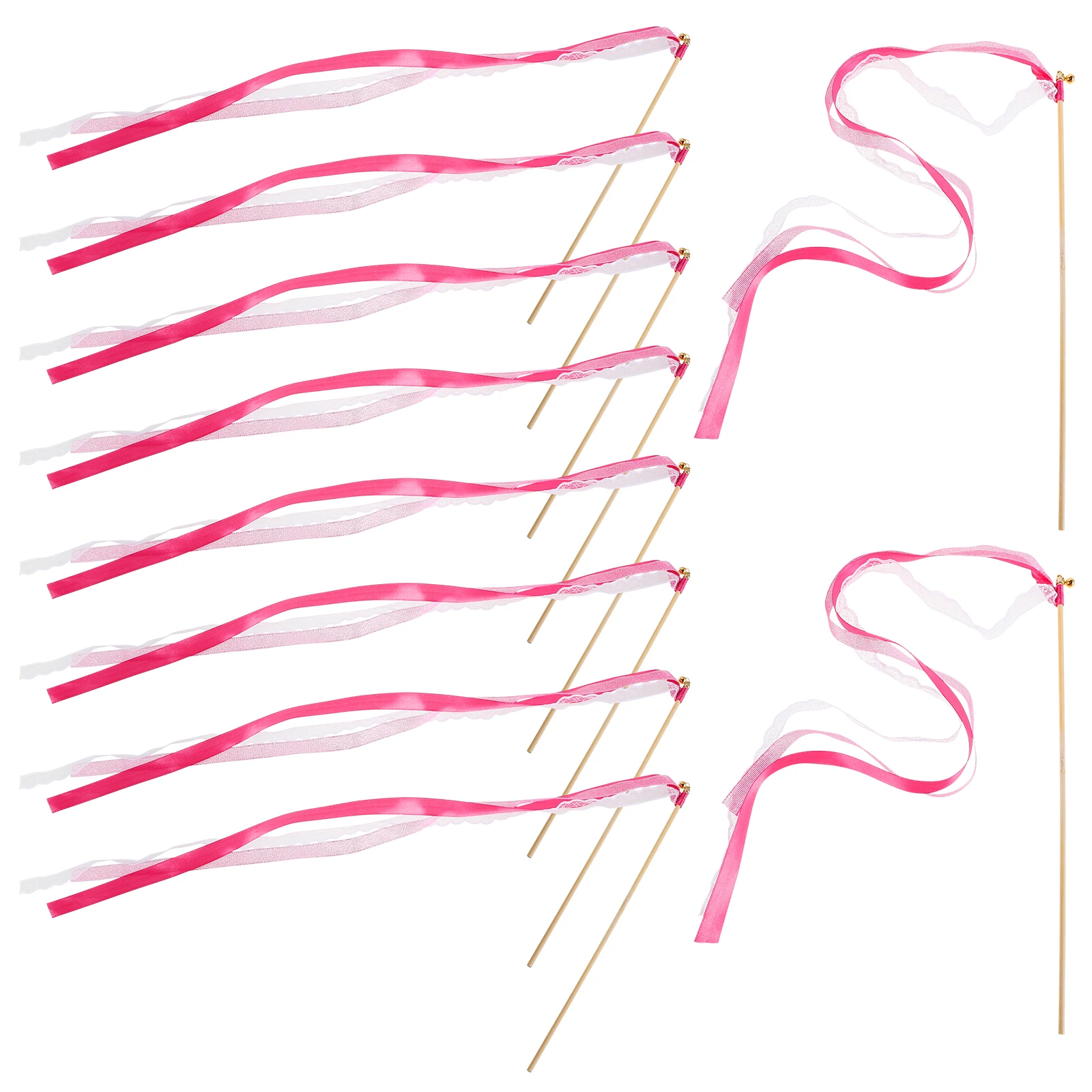

25pcs Decorative Fairy Wands Ribbon Wedding Party Sticks Wood Fabric Streamers Birthday Dance Photo Props Reception Baby Shower