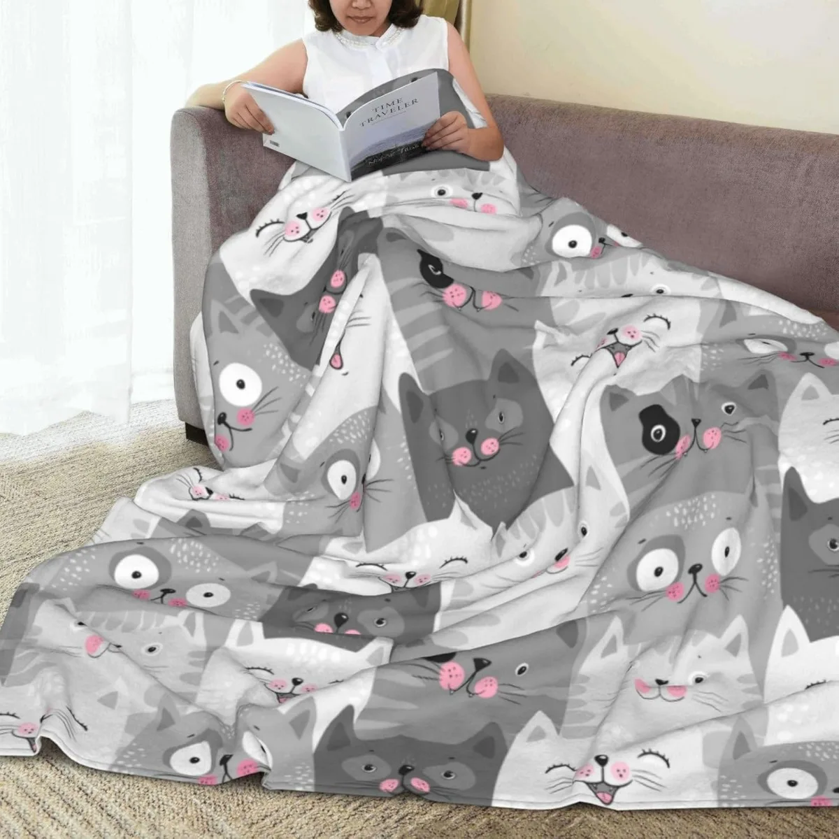 

Throw Blanket Soft Fuzzy Cozy Funny Animals Blanket for Couch Bed Fall Decor Travel Blankets Holiday Kids Adult