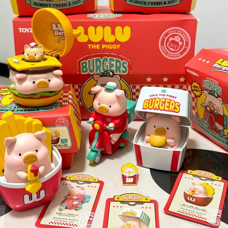 

Подлинная консервированная свинья Lulu Pig Burger срочная доставка серии слепая коробка декор из ПВХ фигурка мобильная кукла Kawaii модель детский подарок