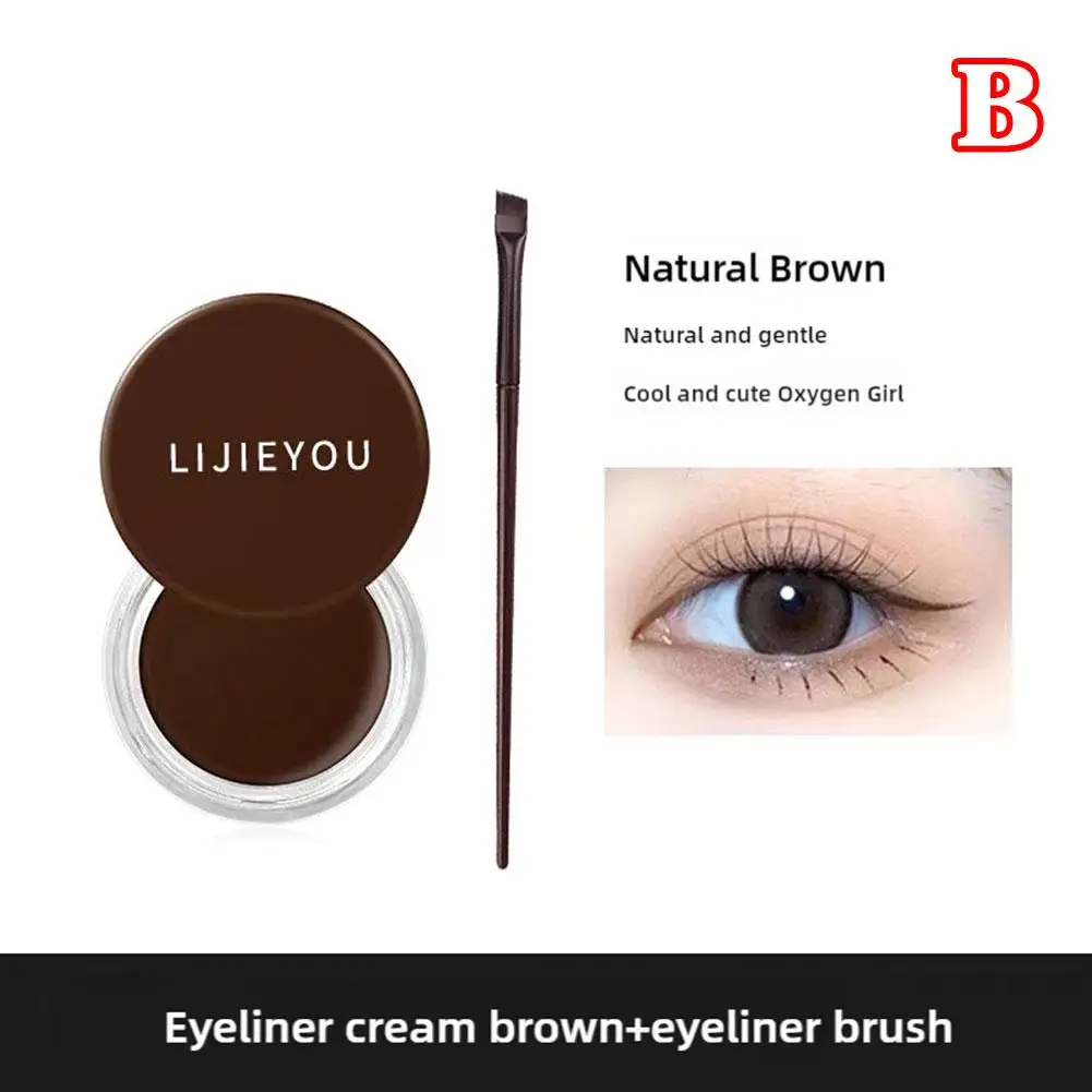 Black/brown Eyeliner Glue With Brush Waterproof Quick-drying Gel Long-lasting Coloring Non-stain Eyebrow Cream Eyeliner P2U6