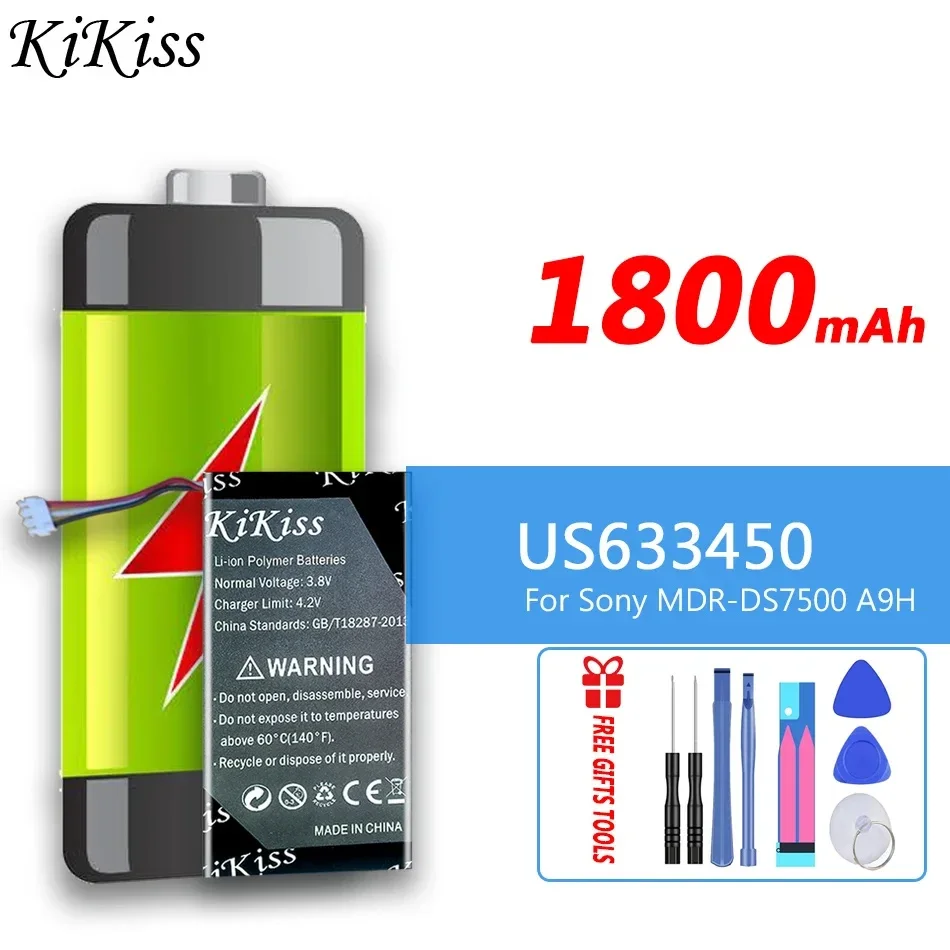 

1800mAh KiKiss Powerful Battery For Sony US633450 A9H MDR-DS7500 bluetooth headset Digital Replacement Bateria