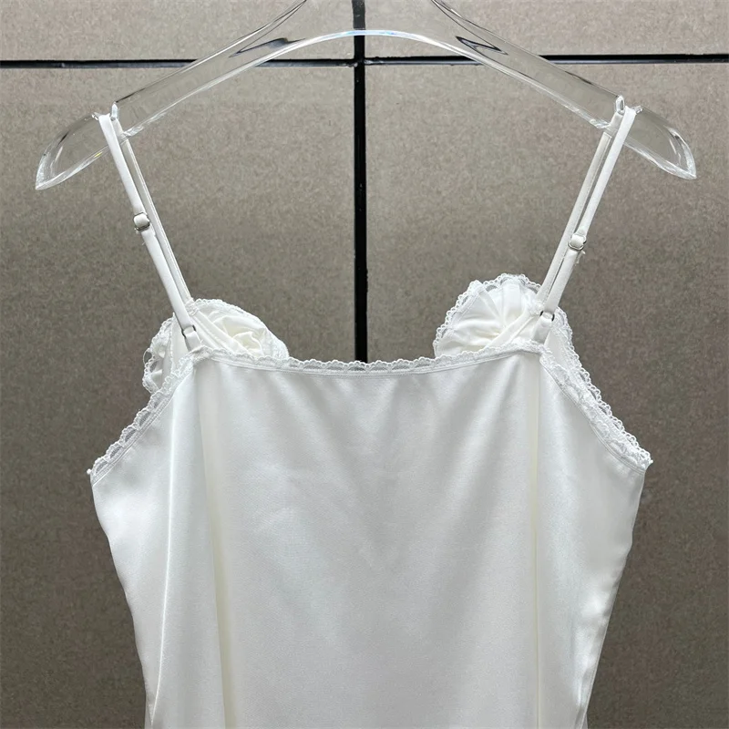 Women's vest 2026 summer new suspender slim tanks top Lace patchwork backless women's  corset 3D flower decorated sleeveless top - view 5