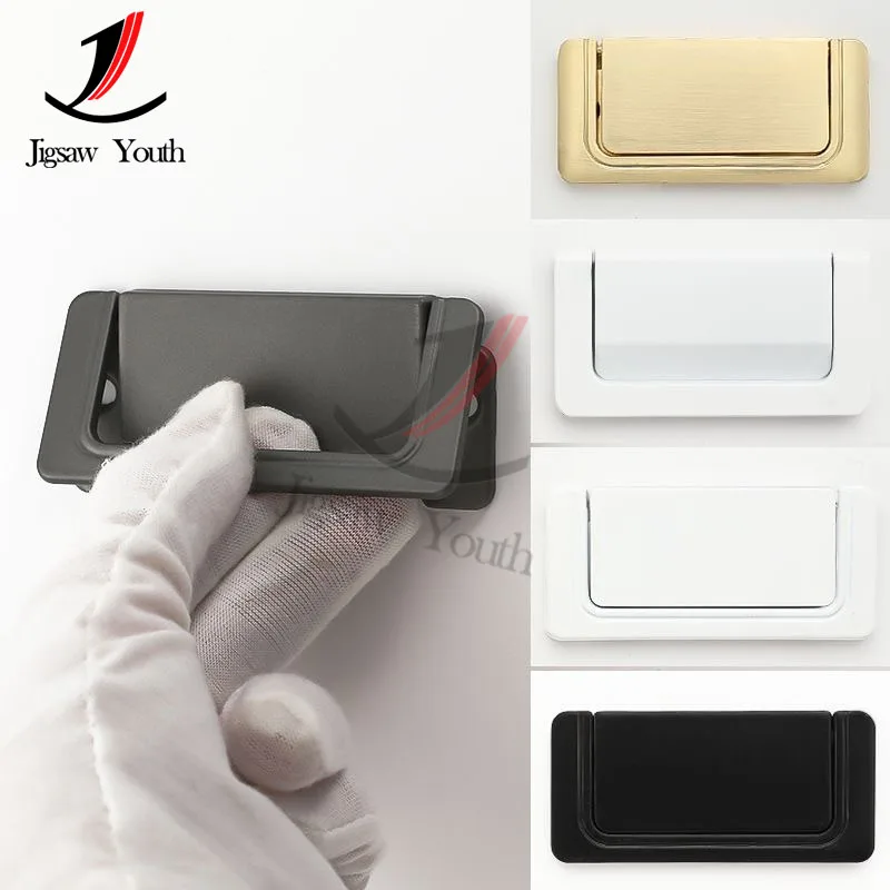 Concealed Drawer Handle Hidden Folding Pulls Furniture Aluminum Alloy Cabinets Closets Handle Hardware Accessories