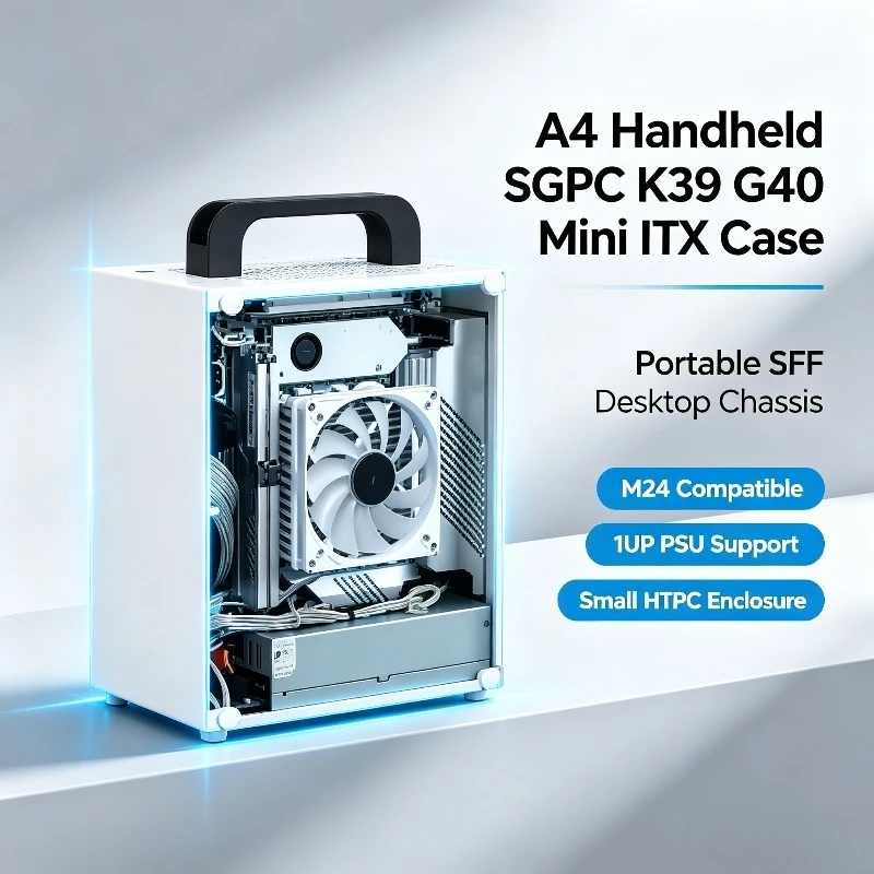 A4 Handheld SGPC K39 G40 Mini ITX Case Portable SFF Desktop Chassis M24 Compatible 1U PSU Small HTPC Enclosure