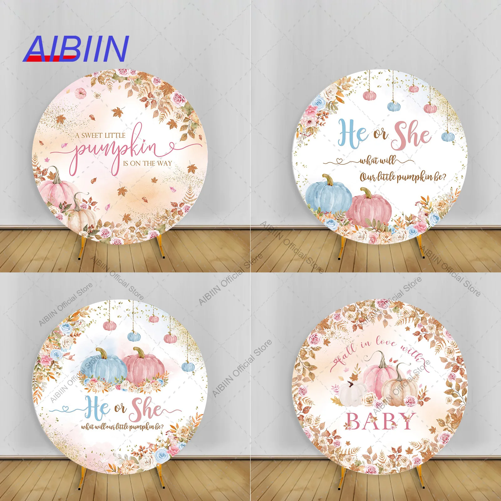 Осенний круглый фон с тыквой для детского душа, чехол «Он или она», осенние кленовые листья, бохо, цветочный фон для вечеринки, декор для вечеринки