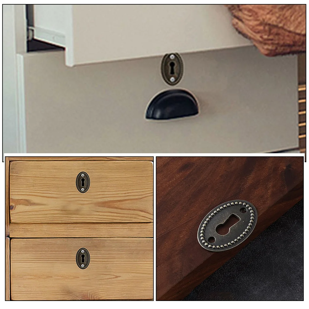 

12Pcs Decorative Keyhole Plates Retro Design Zinc Alloy Door Hole Cover Escutcheons Door Hole Cover Plate Closet Decor