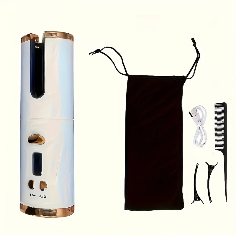 USB Rechargeable Cordless Hair Curler - Effortless, Precise Curls with 6 Heating & Timer Settings, Quick Heating & Auto-Off