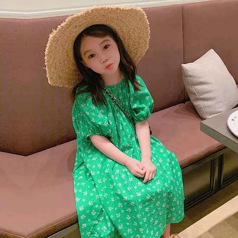 Dressed girl\'s summer clothing sweet floral loose versatile casual 2-7 year Beibei countryside style fashion children\'s clothing