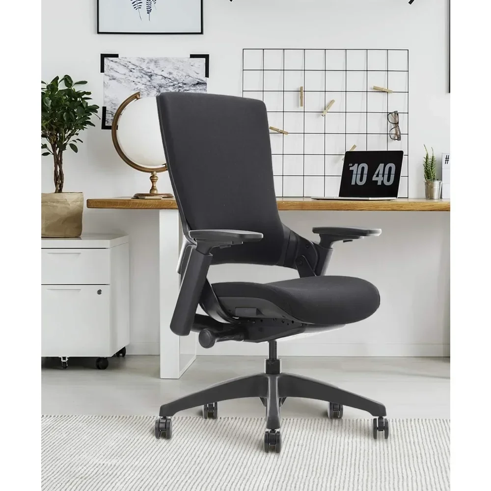 Swivel Executive Computer Chair with 3D Armrest and Lumbar Support, Adjustable Ergonomic Fabric Backrest Task Chair for Home