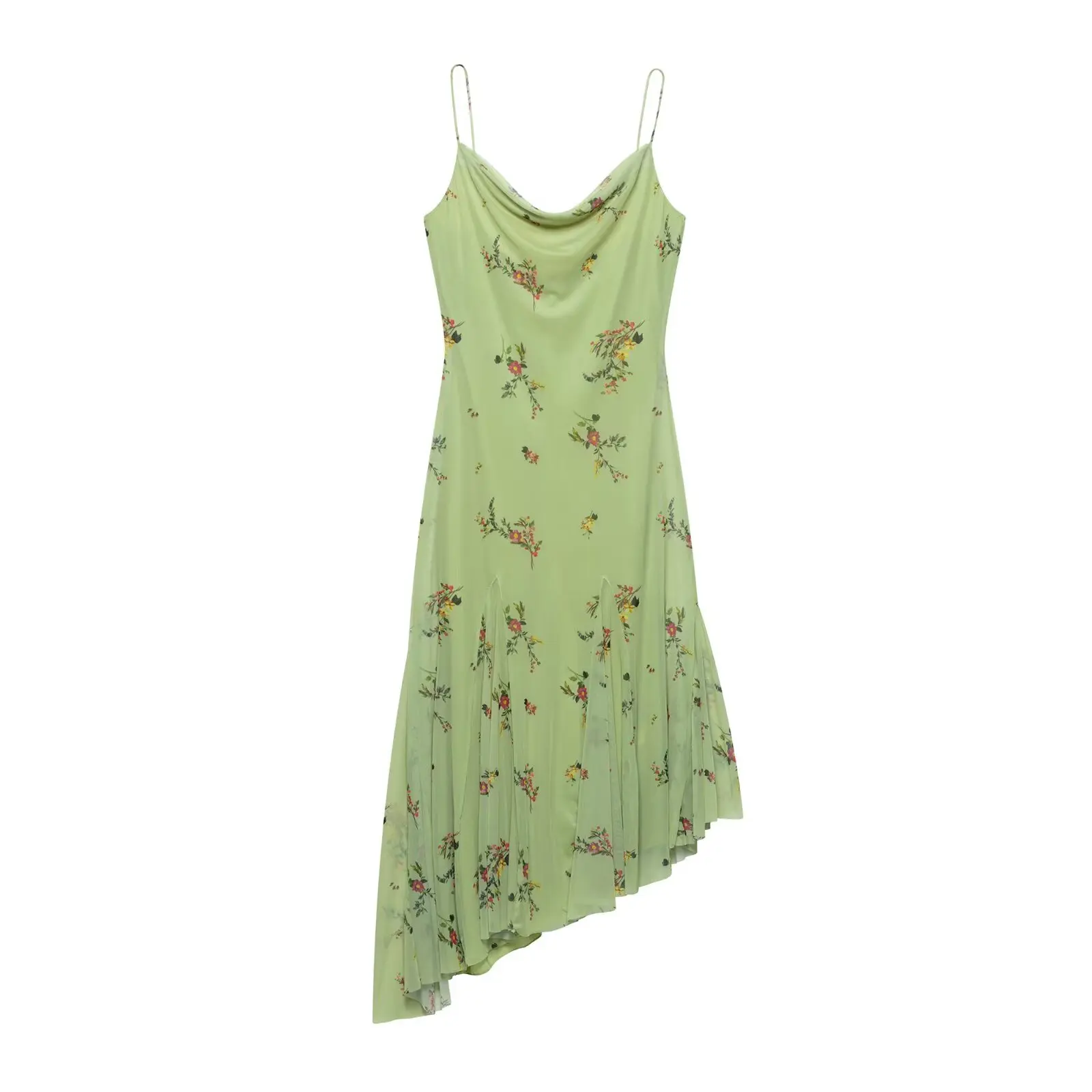 

TRAF Women 2025 Spring New Fashion Lazy Style Print Silk Midi dress Chic Backless Slim Sleeveless Dress Vestidos Mujer