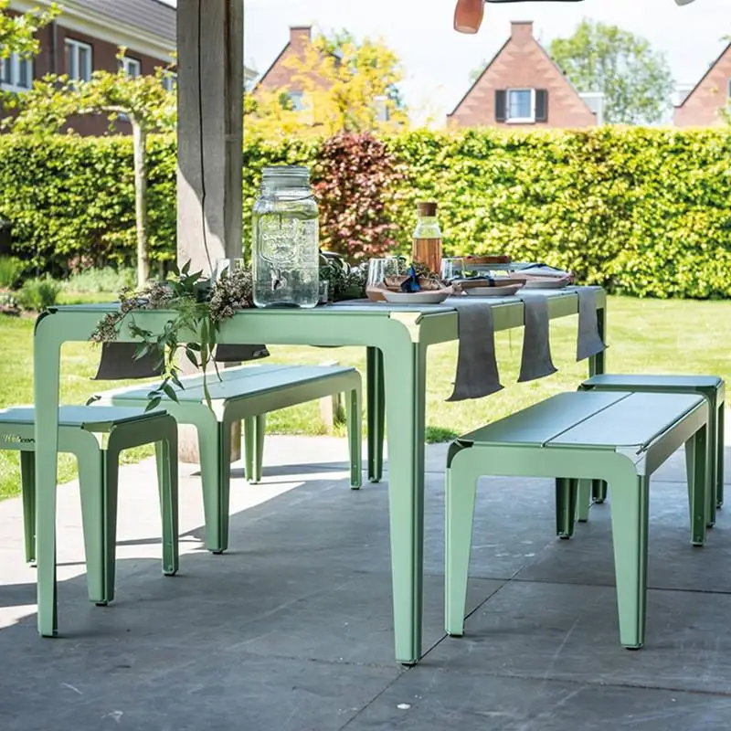 

Courtyard Terrace All Aluminum Designer Outdoor Table and Chair Combination Bench Bench Origami Wind Sunscreen Waterproof B & B